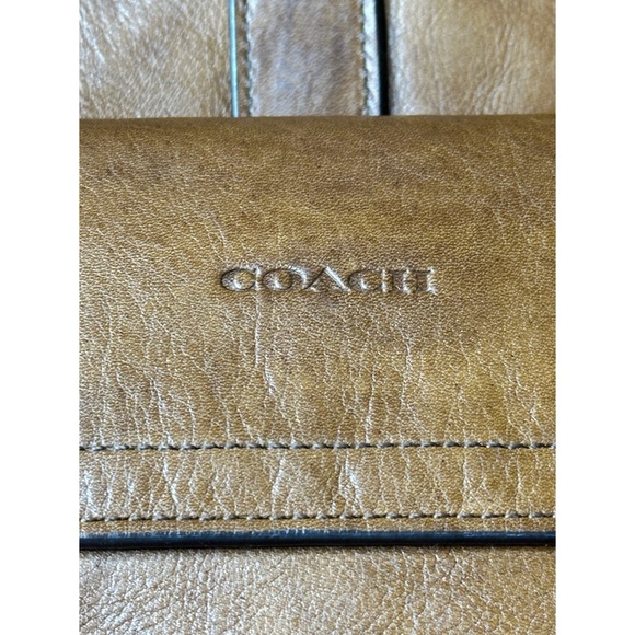 Coach Bleecker Leather Drawstring Classic Heirloom Backpack Fawn Dark Saddle - Picture 8 of 15